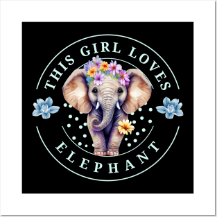 this girl loves elephant cute baby colorful elephant Posters and Art